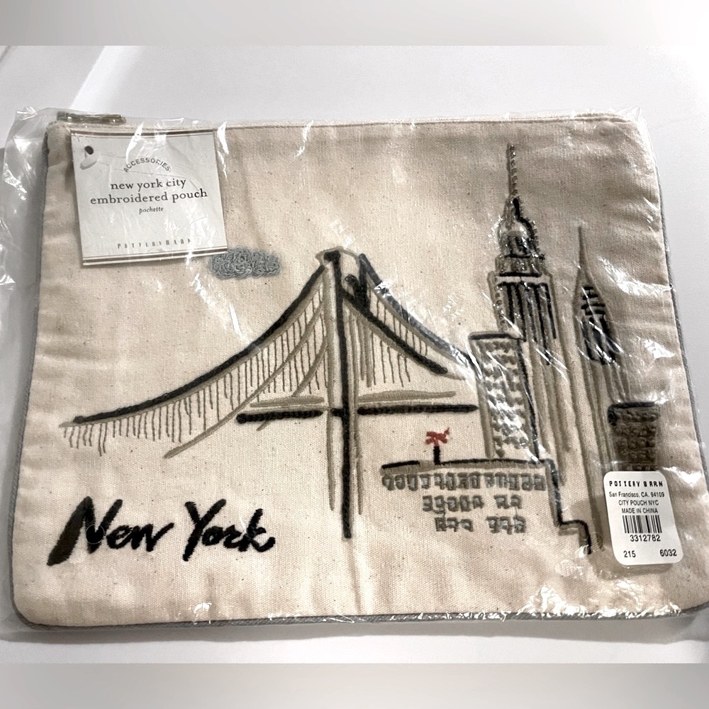 New Pottery Barn New York Embroidered Makeup Pouch, RARE! - Picture 9 of 14